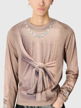 BNWT AW25 MARINE SERRE TROMPE L'OEIL KNIT JERSEY TSHIRT L